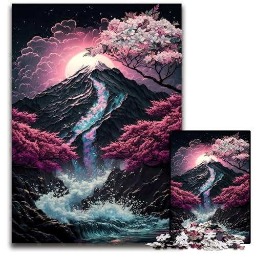 Puzzle für Erwachsene, 1000 Teile, Kirschblüten-Kunst, Japanisches Kunst-Puzzle für Teenager und Familienspaß – DIY-Denkspiel als Geschenk, 26x38cm/10,23x14,96 Zoll von JIANGENNF