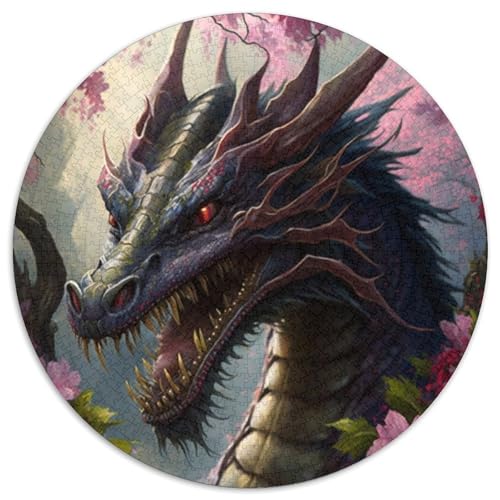 Puzzle für Erwachsene, 1000 Teile, Kirschblütenbaum-Drache, Puzzle für Erwachsene, Lernspielzeug für Teenager, Heimbüro-Dekor (Größe 67,5 x 67,5 cm) von JIANGENNF