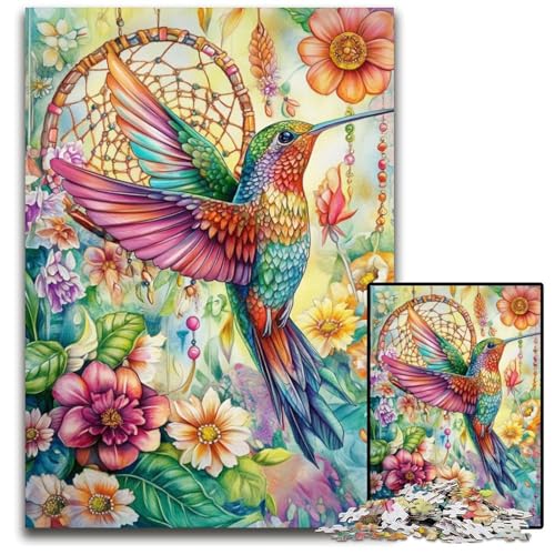 Puzzle für Erwachsene, 1000 Teile, Kolibri-Puzzle aus Pappe, pädagogisches Denkspiel, künstlerische Heim- und Bürodekoration, ab 14 Jahren, 26x38cm von JIANGENNF