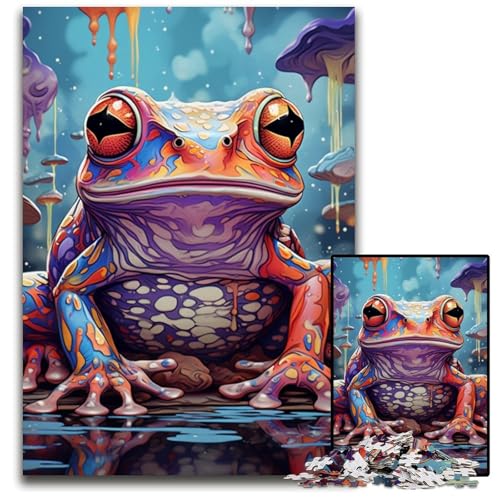 Puzzle für Erwachsene, 1000 Teile, Kunst, Tier, Frosch, Papp-Puzzle, Denksportspiel, interaktives Familienspiel, geeignet für Kinder ab 14 Jahren, 26x38cm/10,23x14,96 Zoll von JIANGENNF