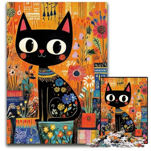 Puzzle für Erwachsene, 1000 Teile, Kunst-Katzen-Puzzle, Spielzeug, Geschenk, pädagogisches intellektuelles Dekomprimierungsspaß, Familienspiel, 26x38cm von JIANGENNF