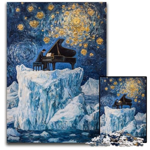 Puzzle für Erwachsene, 1000 Teile, Kunst-Piano-Puzzle aus Pappe, anspruchsvolles Spielspielzeug, einzigartige Geburtstags- und Geschenkideen für Kinder ab 14 Jahren, 26x38cm von JIANGENNF