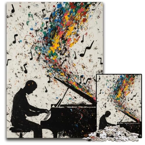 Puzzle für Erwachsene, 1000 Teile, Kunst-Piano-Puzzle aus Pappe, anspruchsvolles Spielspielzeug, einzigartige Geburtstags- und Geschenkideen für Kinder ab 14 Jahren, 26x38cm von JIANGENNF