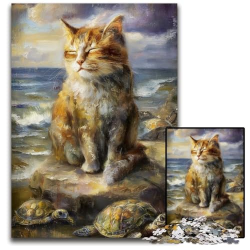 Puzzle für Erwachsene, 1000 Teile, Kunstkatze, Kartonpuzzle, lustige Spiele, ganze Familie, für Kinder ab 14 Jahren, 26x38cm von JIANGENNF