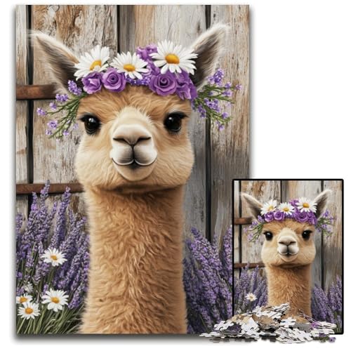 Puzzle für Erwachsene, 1000 Teile, Lavendel-Alpaka, Holzpuzzle, Lernspielzeug, ganze Familie, ab 14 Jahren, 50x75cm Puzzle für Erwachsene, 1000 Teile, Lavendel-Alpaka, Holzpuzzle, Lernspielzeug, ganze Familie, ab 14 Jahren, 50x75cm von JIANGENNF