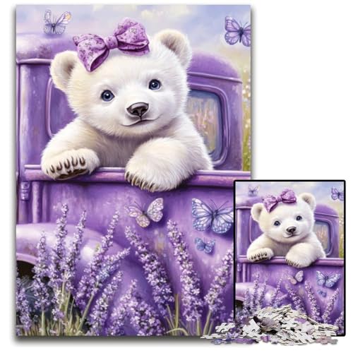 Puzzle für Erwachsene, 1000 Teile, Lavendel-Eisbär, Holzpuzzle, Weihnachten, Halloween, Ostern, Neujahr, 50x75cm Puzzle für Erwachsene, 1000 Teile, Lavendel-Eisbär, Holzpuzzle, Weihnachten, Halloween, Ostern, Neujahr, 50x75cm von JIANGENNF