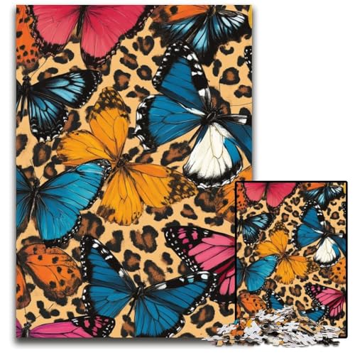 Puzzle für Erwachsene, 1000 Teile, Leoparden-Schmetterling, Holzpuzzle, pädagogisches Denkspiel, künstlerische Heim- und Bürodekoration, ab 14 Jahren, 50x75cm von JIANGENNF