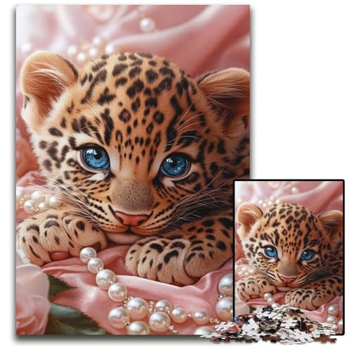 Puzzle für Erwachsene, 1000 Teile, Leopardenbaby, Holzpuzzle, Weihnachten, Halloween, Ostern, Neujahr, 50x75cm Puzzle für Erwachsene, 1000 Teile, Leopardenbaby, Holzpuzzle, Weihnachten, Halloween, Ostern, Neujahr, 50x75cm von JIANGENNF