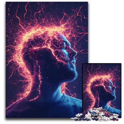 Puzzle für Erwachsene, 1000 Teile, Lightning Brain, Kartonpuzzle, Geburtstage, Feiertage, am besten für Weihnachten, 26x38cm von JIANGENNF
