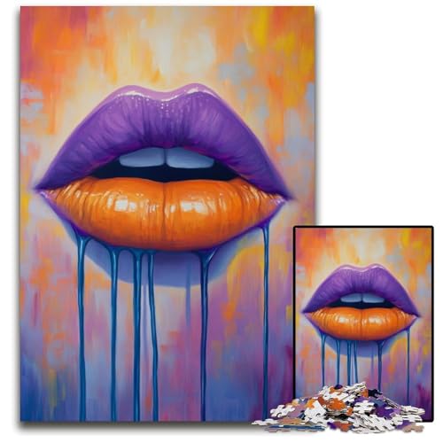 Puzzle für Erwachsene, 1000 Teile, Lila Lippen, Lernspielzeug, ganze Familie, ab 14 Jahren, 50x75cm Puzzle für Erwachsene, 1000 Teile, Lila Lippen, Lernspielzeug, ganze Familie, ab 14 Jahren, 50x75cm von JIANGENNF