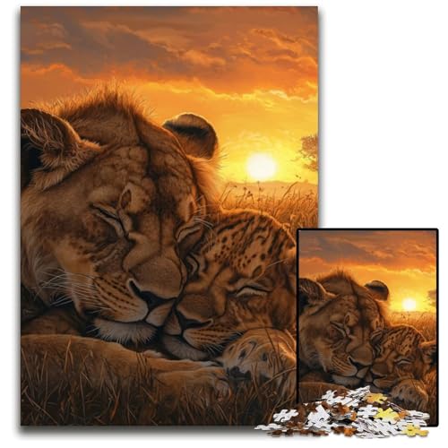 Puzzle für Erwachsene, 1000 Teile, Löwe, Holzpuzzle, Spiel für Erwachsene, Geschenk, interaktives Familienspiel, Gehirn-Herausforderung, Geschenk, 50x75cm von JIANGENNF