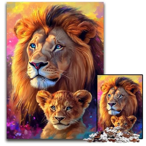 Puzzle für Erwachsene, 1000 Teile, Löwen-Puzzle, Spielzeug, Geschenk, pädagogisches intellektuelles Dekomprimierungsspaß, Familienspiel, 50x75cm von JIANGENNF
