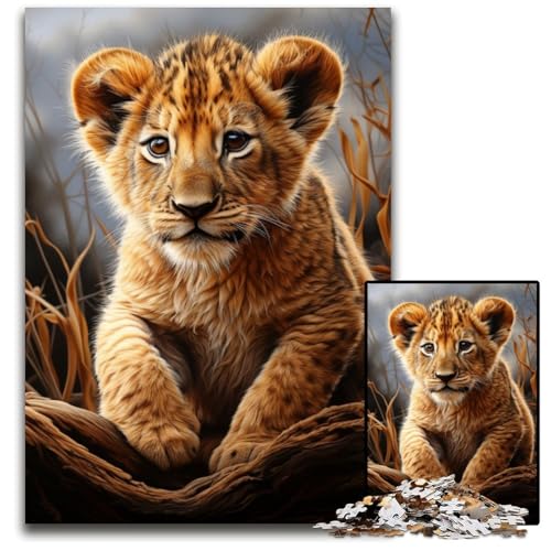 Puzzle für Erwachsene, 1000 Teile, Löwenjunges, Kartonpuzzle, lustige Spiele, ganze Familie, für Kinder ab 14 Jahren, 26x38cm von JIANGENNF