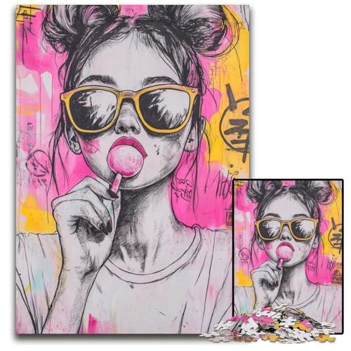 Puzzle für Erwachsene, 1000 Teile, Mädchen mit Sonnenbrille, Lernspielzeug, ganze Familie ab 14 Jahren, 26x38cm Puzzle für Erwachsene, 1000 Teile, Mädchen mit Sonnenbrille, Lernspielzeug, ganze Familie ab 14 Jahren, 26x38cm von JIANGENNF