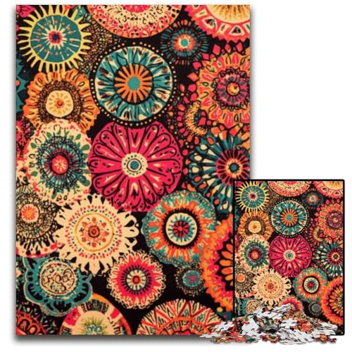 Puzzle für Erwachsene, 1000 Teile, Mandala-Blumencollage, Kartonpuzzle, pädagogisches Denkspiel, künstlerische Heim- und Bürodekoration, ab 14 Jahren, 26x38cm von JIANGENNF
