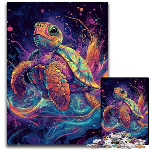 Puzzle für Erwachsene, 1000 Teile, Meeresschildkröte, Holzpuzzle, Spiel für Erwachsene, Geschenk, interaktives Familienspiel, Gehirn-Herausforderung, Geschenk, 50x75cm von JIANGENNF