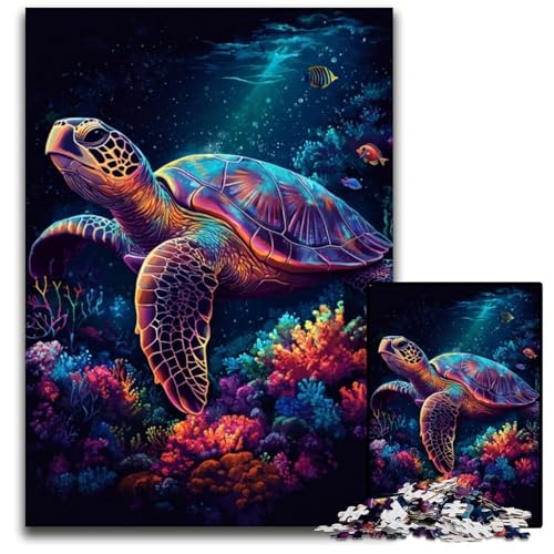 Puzzle für Erwachsene, 1000 Teile, Meeresschildkröte, Karton-Puzzle, Spielzeug, Geschenk, pädagogisches, intellektuelles, entspannendes Familienspiel, 26x38cm von JIANGENNF