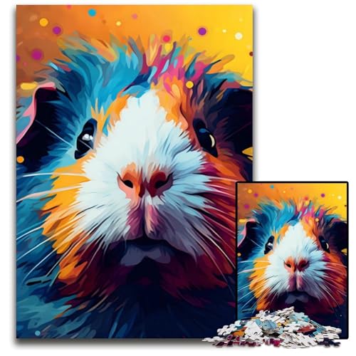 Puzzle für Erwachsene, 1000 Teile, Meerschweinchen-Farbpuzzle aus Holz, Spiel für Erwachsene, Geschenk, interaktives Familienspiel, Gehirn-Herausforderung, Geschenk, 50x75cm/19,68x29,52 Zoll von JIANGENNF