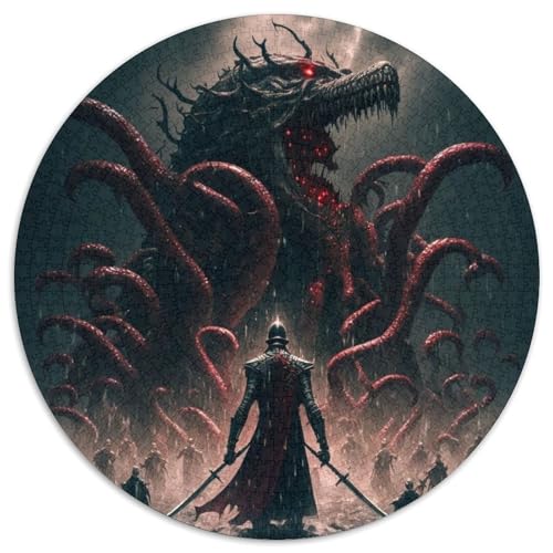 Puzzle für Erwachsene, 1000 Teile, Monster Invasion, 1000-teiliges rundes Puzzle für Erwachsene, pädagogisches Denkspiel, künstlerische Heim- und Bürodekoration, ab 14 Jahren (Größe 67,5 x 67,5 cm) von JIANGENNF