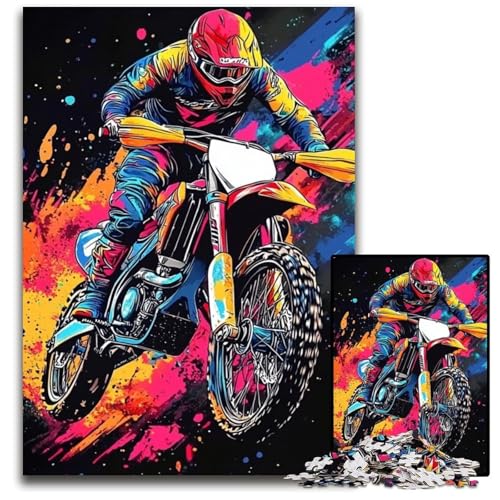Puzzle für Erwachsene, 1000 Teile, Motorrad-Puzzle aus Holz, Spiel für Erwachsene, Geschenk, interaktives Familienspiel, Gehirn-Herausforderung, Geschenk, 50x75cm von JIANGENNF