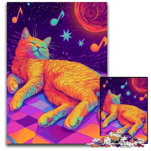 Puzzle für Erwachsene, 1000 Teile, Musik-Katzen-Puzzle, pädagogische Herausforderung, tolles Geschenk für die ganze Familie, für Kinder ab 14 Jahren, 26x38cm von JIANGENNF