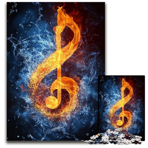 Puzzle für Erwachsene, 1000 Teile, Musiksymbole, Papppuzzle, schwierig und herausfordernd, tolle Geschenke und Spielzeuge für 14-Jährige, 26x38cm von JIANGENNF