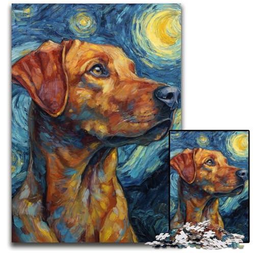 Puzzle für Erwachsene, 1000 Teile, Nachthimmel, Labrador, Kartonpuzzle, Spiel für Erwachsene, Geschenk, Familien-Interaktives Spiel, Gehirn-Herausforderung, Geschenk, 26x38cm von JIANGENNF
