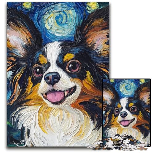 Puzzle für Erwachsene, 1000 Teile, Nachthimmel-Hund, Karton-Puzzle, pädagogisches Denkspiel, künstlerische Heim- und Bürodekoration, ab 14 Jahren, 26x38cm von JIANGENNF