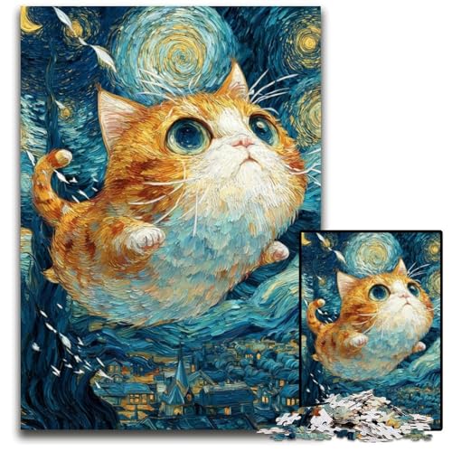 Puzzle für Erwachsene, 1000 Teile, Nachthimmel-Katze, Kartonpuzzle, Heimdekoration, Familienspaß, ab 14 Jahren, 26x38cm Puzzle für Erwachsene, 1000 Teile, Nachthimmel-Katze, Kartonpuzzle, Heimdekoration, Familienspaß, ab 14 Jahren, 26x38cm von JIANGENNF