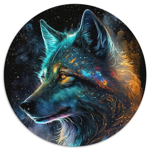 Puzzle für Erwachsene, 1000 Teile, Nebelwolf, 1000-teiliges rundes Puzzle für Erwachsene, pädagogisches Denkspiel, künstlerische Heim- und Bürodekoration, ab 14 Jahren (Größe 67,5 x 67,5 cm) von JIANGENNF