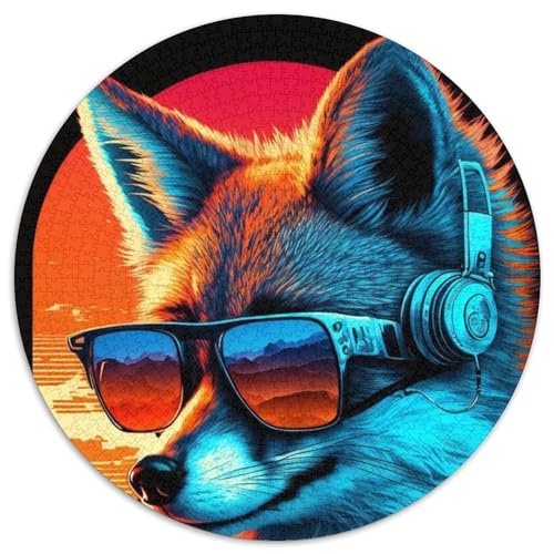 Puzzle für Erwachsene, 1000 Teile, Neon Fox, 1000-teiliges rundes Puzzle für Erwachsene, pädagogisches Denkspiel, künstlerische Heim- und Bürodekoration, ab 14 Jahren (Größe 67,5 x 67,5 cm) von JIANGENNF