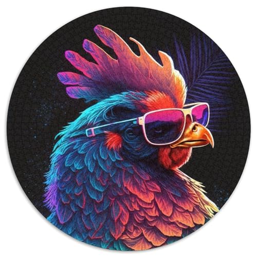 Puzzle für Erwachsene, 1000 Teile, Neon-Hahn, Puzzle für Erwachsene, Lernspielzeug für Teenager, Heimbüro-Dekor (Größe 67,5 x 67,5 cm) von JIANGENNF