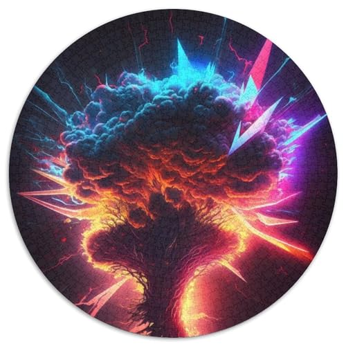 Puzzle für Erwachsene, 1000 Teile, Neon Roots, 1000-teiliges rundes Puzzle für Erwachsene, pädagogisches Denkspiel, künstlerische Heim- und Bürodekoration, ab 14 Jahren (Größe 67,5 x 67,5 cm) von JIANGENNF