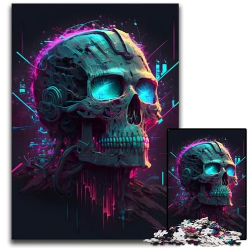 Puzzle für Erwachsene, 1000 Teile, Neon-Skelett-Puzzle, Denksportaufgabe, Spiel für Erwachsene, interaktive Aktivität für die Familie, 26x38cm/10,23x14,96 Zoll von JIANGENNF