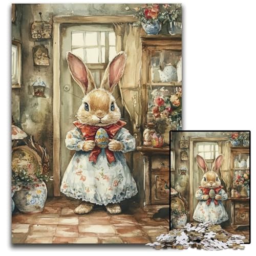 Puzzle für Erwachsene, 1000 Teile, Osterhase, Holzpuzzle, pädagogisches Denkspiel, künstlerische Heim- und Bürodekoration, ab 14 Jahren, 50x75cm Puzzle für Erwachsene, 1000 Teile, Osterhase, Holzpuzzle, pädagogisches Denkspiel, künstlerische Heim- und Bürodekoration, ab 14 Jahren, 50x75cm von JIANGENNF