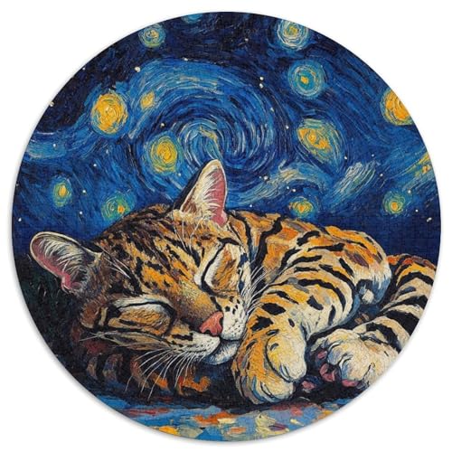 Puzzle für Erwachsene, 1000 Teile, Ozelot-Nachthimmel, Puzzle für Erwachsene, Lernspielzeug für Teenager, Heimbüro-Dekor (Größe 67,5 x 67,5 cm) von JIANGENNF