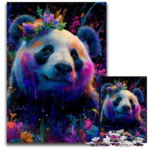 Puzzle für Erwachsene, 1000 Teile, Panda-Puzzle aus Pappe, Spielzeug, Geschenk, pädagogisches, intellektuelles, entspannendes Familienspiel, 26x38cm von JIANGENNF