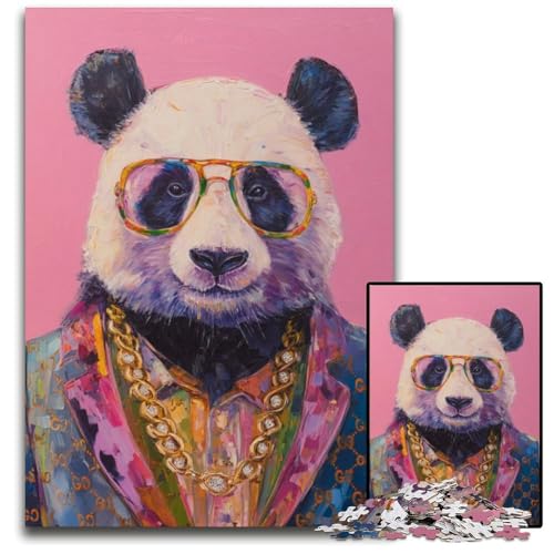 Puzzle für Erwachsene, 1000 Teile, Panda-Puzzle aus Pappe, Spielzeug, Geschenk, pädagogisches, intellektuelles, entspannendes Familienspiel, 26x38cm von JIANGENNF
