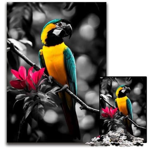 Puzzle für Erwachsene, 1000 Teile, Papagei, Papppuzzle, Spiel für Erwachsene, Geschenk, interaktives Familienspiel, Gehirn-Herausforderung, Geschenk, 26x38cm von JIANGENNF