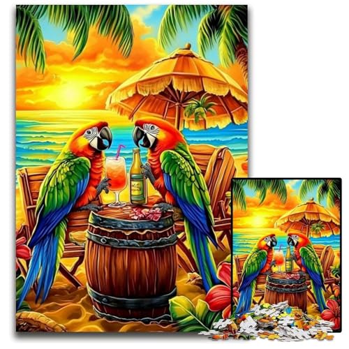 Puzzle für Erwachsene, 1000 Teile, Papagei im Urlaub, Papppuzzle, Geburtstage, Feiertage, am besten für Weihnachten, 26x38cm von JIANGENNF