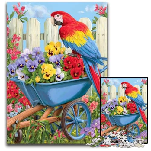 Puzzle für Erwachsene, 1000 Teile, Papageien-Puzzle, Stressabbau, Zeitvertreib zu Hause, EIN Kunstwerk für Kinder ab 14 Jahren, 26x38cm von JIANGENNF