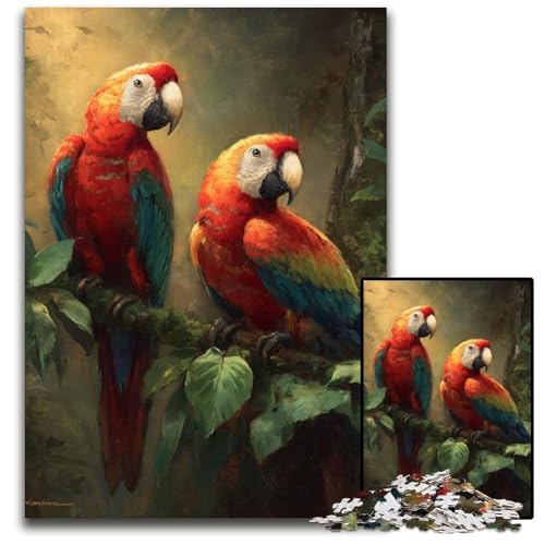 Puzzle für Erwachsene, 1000 Teile, Papageien und Hänflinge, Papppuzzle, Geschenk für Männer und Frauen, Alltag und besondere Anlässe, 26x38cm von JIANGENNF