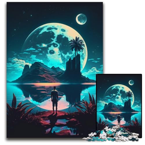 Puzzle für Erwachsene, 1000 Teile, Papppuzzle mit Landschaft auf einem fremden Planeten, Eltern, Partner, Freunde – ab 14 Jahren, 26x38cm/10,23x14,96 Zoll von JIANGENNF