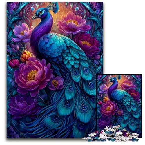 Puzzle für Erwachsene, 1000 Teile, Pfau, Karton-Puzzle, Spielzeug, Geschenk, pädagogisches, intellektuelles, entspannendes Spaßspiel für die ganze Familie, 26x38cm von JIANGENNF