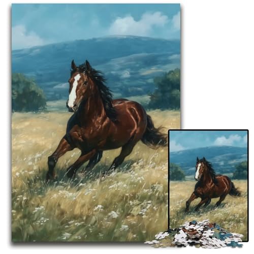 Puzzle für Erwachsene, 1000 Teile, Pferde auf der Wiese, Holzpuzzle, Lernspielzeug, ganze Familie, ab 14 Jahren, 50x75cm Puzzle für Erwachsene, 1000 Teile, Pferde auf der Wiese, Holzpuzzle, Lernspielzeug, ganze Familie, ab 14 Jahren, 50x75cm von JIANGENNF