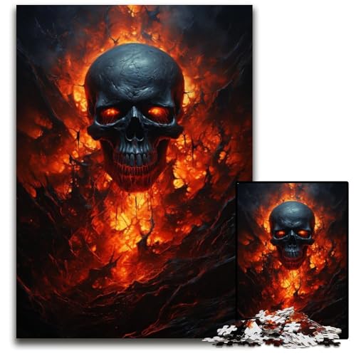 Puzzle für Erwachsene, 1000 Teile, Psychedelischer Totenkopf, Denksportaufgabe, Spiel für Erwachsene, interaktive Aktivität für die ganze Familie, 26x38cm/10,23x14,96 Zoll von JIANGENNF