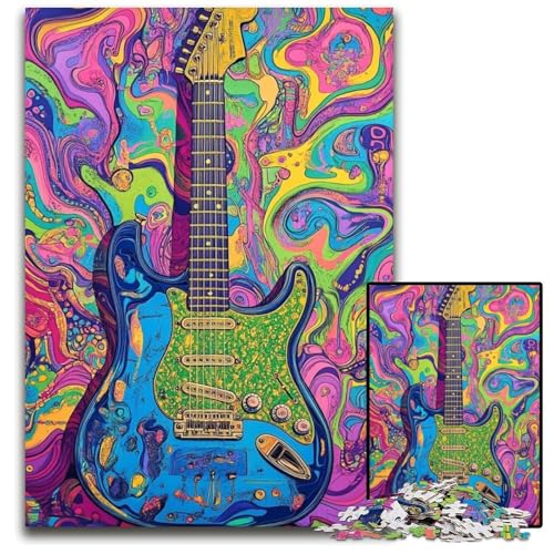 Puzzle für Erwachsene, 1000 Teile, Psychedelisches Gitarren-Puzzle, Stressabbau, Zeitvertreib zu Hause, EIN Kunstwerk für Kinder ab 14 Jahren, 50x75cm von JIANGENNF