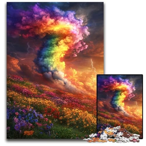 Puzzle für Erwachsene, 1000 Teile, Regenbogen-Tornado, Holzpuzzle, Lernspielzeug, ganze Familie, ab 14 Jahren, 50x75cm Puzzle für Erwachsene, 1000 Teile, Regenbogen-Tornado, Holzpuzzle, Lernspielzeug, ganze Familie, ab 14 Jahren, 50x75cm von JIANGENNF