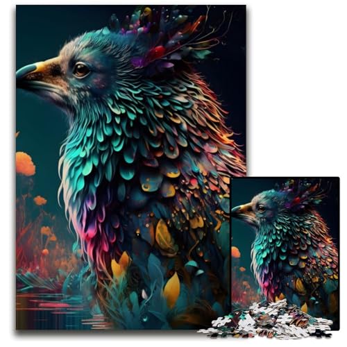 Puzzle für Erwachsene, 1000 Teile, Regenbogenvogel, Papppuzzle, Denkspiel für Teenager, 26x38cm/10,23x14,96 Zoll von JIANGENNF