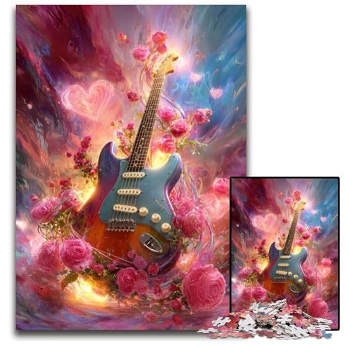 Puzzle für Erwachsene, 1000 Teile, Rosengitarre, Holzpuzzle, Lernspielzeug, ganze Familie, ab 14 Jahren, 50x75cm Puzzle für Erwachsene, 1000 Teile, Rosengitarre, Holzpuzzle, Lernspielzeug, ganze Familie, ab 14 Jahren, 50x75cm von JIANGENNF